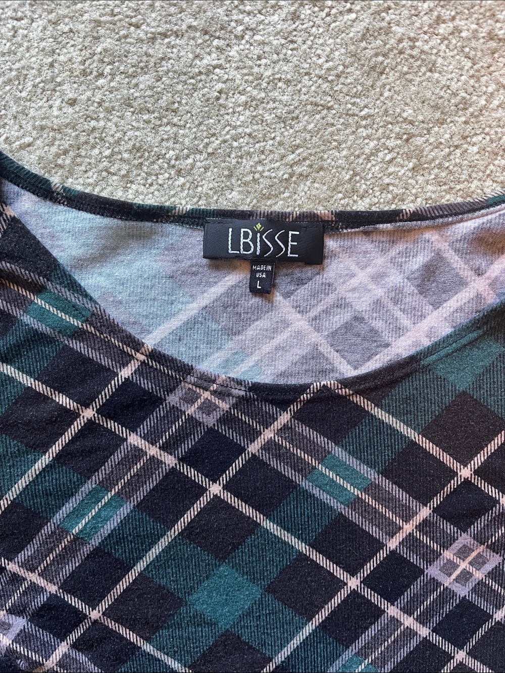 Plaid Teal and Black Maxi Dress with Scoop Neck - Picture 7 of 10